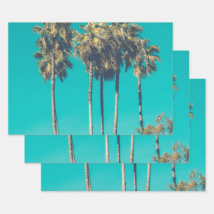 Tropical Palm Trees California Retro Wrapping Paper Sheets