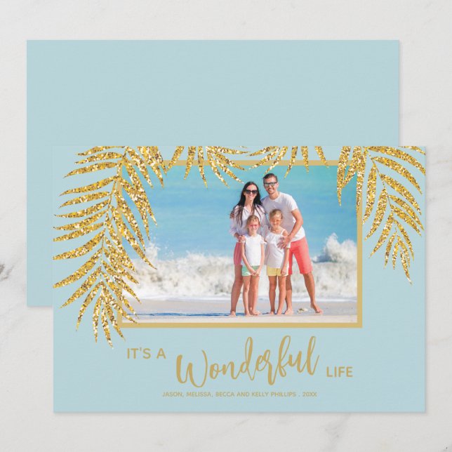 Tropical Palm Trees Christmas Photo Holiday Card (Front/Back)