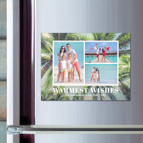 Tropical Palm Trees Christmas Photo Magnetic Card