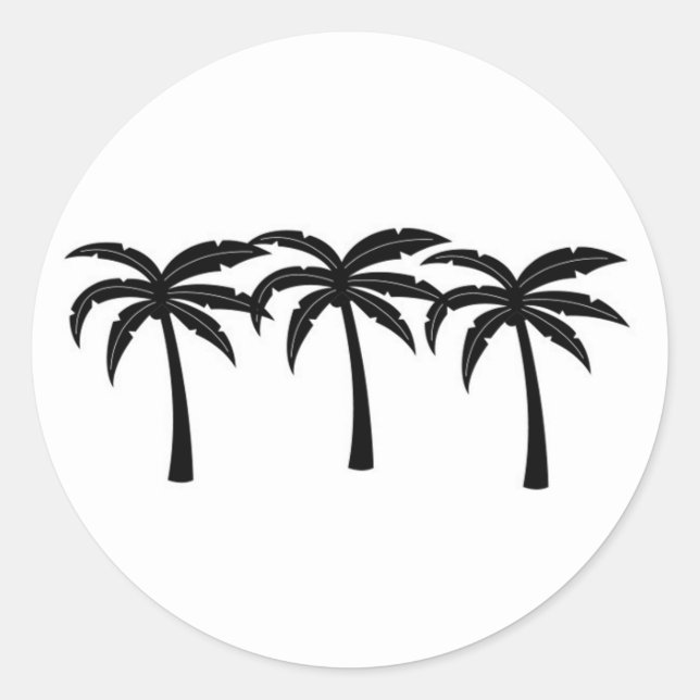 Tropical Palm Trees Classic Round Sticker (Front)