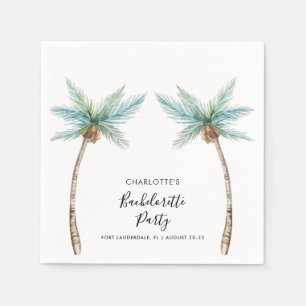 Tropical Palm Trees Coastal Bachelorette Paper Napkins