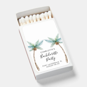 Tropical Palm Trees Coastal Bachelorette Party Matchboxes