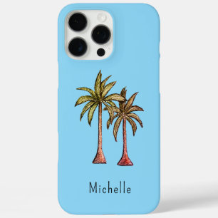 Tropical Palm Trees Coastal Blue Personalized  iPhone 16 Pro Max Case