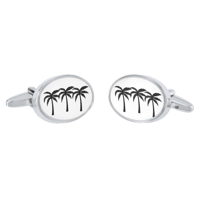 Tropical Palm Trees Cufflinks (Angled)