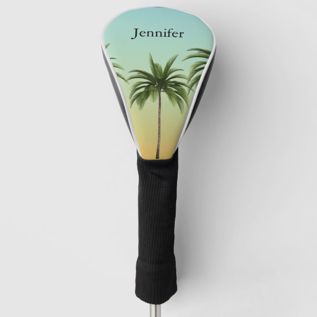 Tropical Palm Trees Custom Name Personalizable Golf Head Cover (Front)