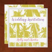 Tropical Palm Trees Design Beach Wedding Invitation