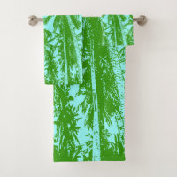 Tropical Palm Trees Design. Blue and green,. Bath Towel Set