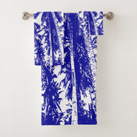 Tropical Palm Trees Design. Blue and white. Bath Towel Set