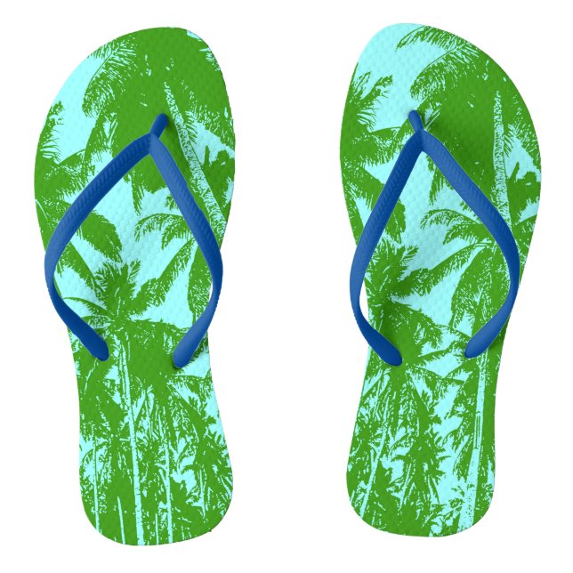 Tropical Palm Trees Design Flip Flops (Footbed)