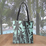 Tropical Palm Trees Design In Black And Blue Tote Bag at Zazzle