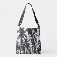 Tropical Palm Trees Design in Black and White Crossbody Bag