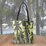 Tropical Palm Trees Design In Black And Yellow Tote Bag at Zazzle