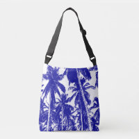 Tropical Palm Trees Design in Blue and White Crossbody Bag