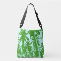 Tropical Palm Trees Design in Green and Blue Crossbody Bag