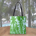 Tropical Palm Trees Design In Green And Blue Tote Bag at Zazzle