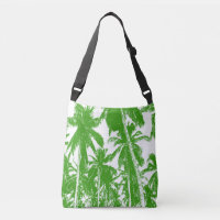 Tropical Palm Trees Design in Green and White Crossbody Bag