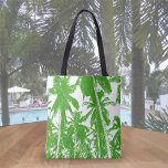 Tropical Palm Trees Design In Green And White Tote Bag at Zazzle
