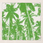 Tropical Palm Trees Design in Green Scarf<br><div class="desc">Tropical Palm trees pattern design with silhouetted image of leaves. Green and white.</div>