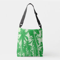 Tropical Palm Trees Design in Green Shades Crossbody Bag