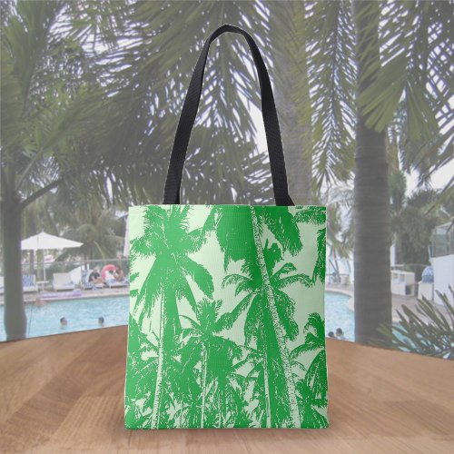 Tropical Palm Trees Design in Green Shades Tote Bag