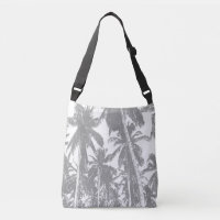 Tropical Palm Trees Design in Grey and White Crossbody Bag