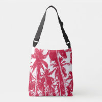 Tropical Palm Trees Design in Red and White Crossbody Bag