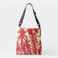 Tropical Palm Trees Design in Red and Yellow Crossbody Bag