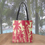 Tropical Palm Trees Design In Red And Yellow Tote Bag at Zazzle