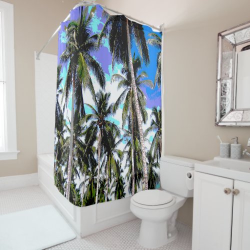 Tropical Palm Trees Design Shower Curtain