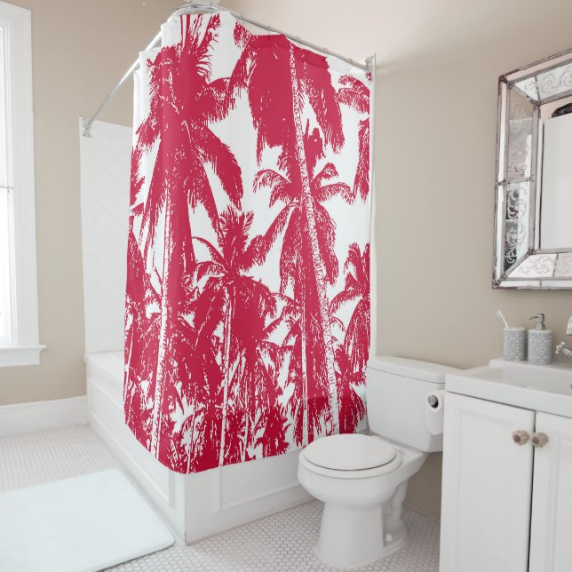 Tropical Palm Trees Design Shower Curtain (In Situ)