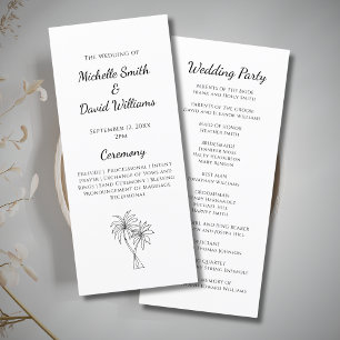 Tropical Palm Trees Destination Wedding Ceremony Program