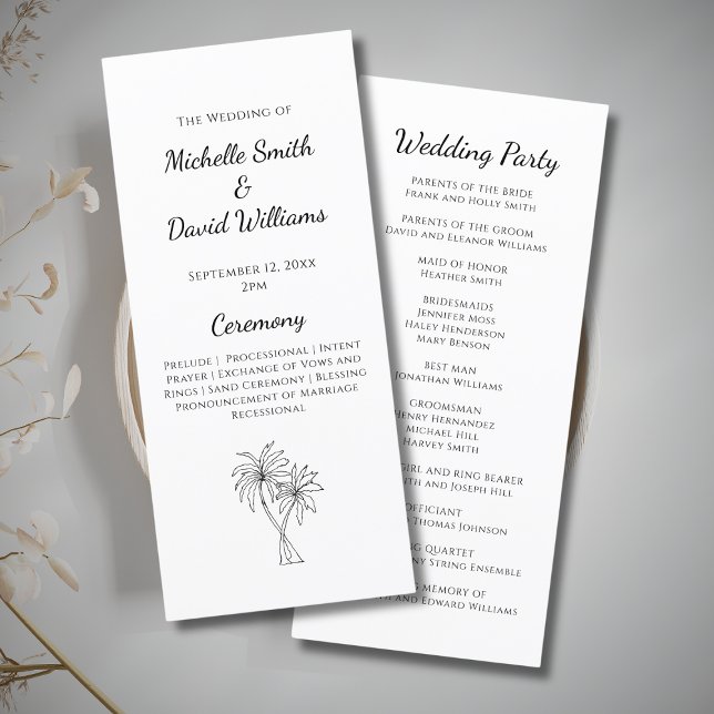 Tropical Palm Trees Destination Wedding Ceremony   Program (Creator Uploaded)