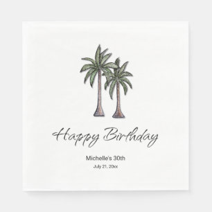 Tropical Palm Trees Elegant 30th Birthday Party Napkins