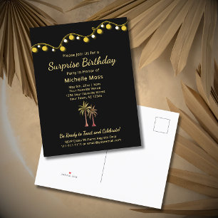 Tropical Palm Trees Elegant Adult Birthday Invitation Postcard
