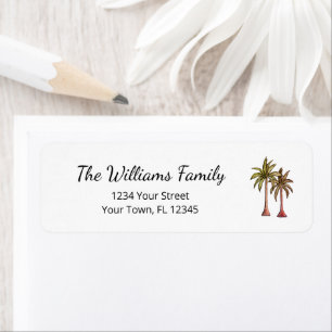 Tropical Palm Trees Elegant Beach Return Address Label