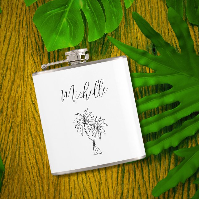 Tropical Palm Trees Elegant Botanical Foliage Flask (Creator Uploaded)
