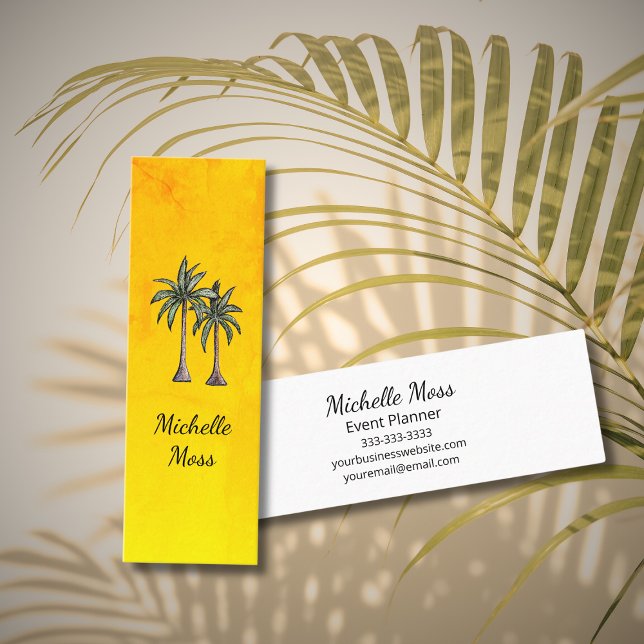 Tropical Palm Trees Elegant Botanical Gold Mini Business Card (Creator Uploaded)