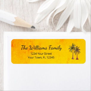 Tropical Palm Trees Elegant Gold Return Address Label