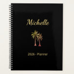 Tropical Palm Trees Elegant Modern Beach Gold Planner<br><div class="desc">Tropical beach personalized elegant planner,  with a colorful palm trees hand drawn illustration. With gold typography lettering,  you customize with your own name. A modern professional way to stay organized.</div>