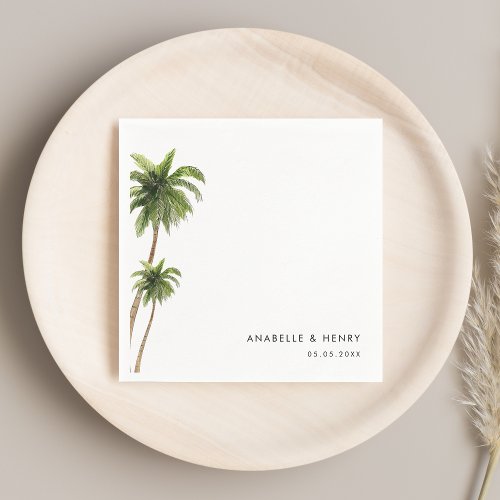 Tropical Palm Trees Exotic Minimalist Wedding Napkins