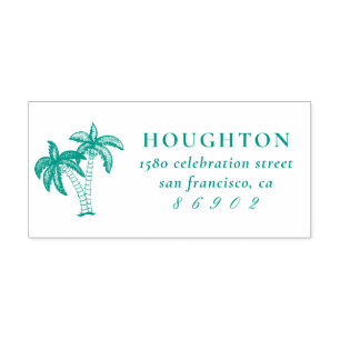 Tropical Palm Trees Family Name Return Address Self-inking Stamp