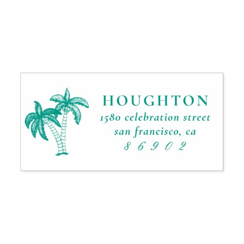 Tropical Palm Trees Family Name Return Address Self_inking Stamp