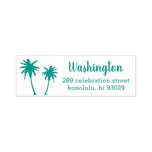 Tropical Palm Trees Family Name  Return Address Self_inking Stamp