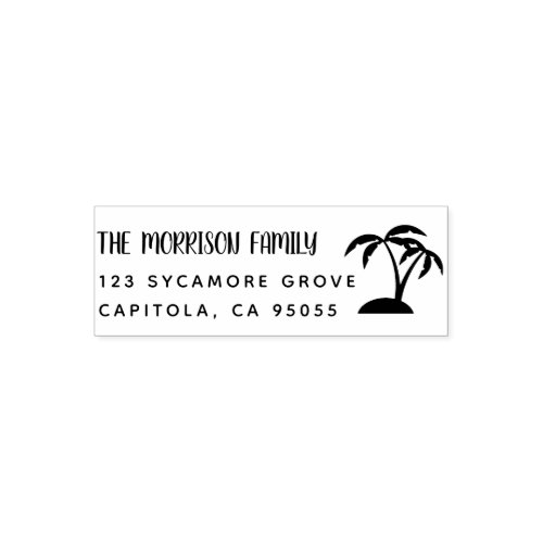 Tropical Palm Trees  Family Name Return Address Self_inking Stamp