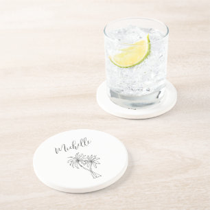 Tropical Palm Trees Foliage Botanical Personalized Coaster