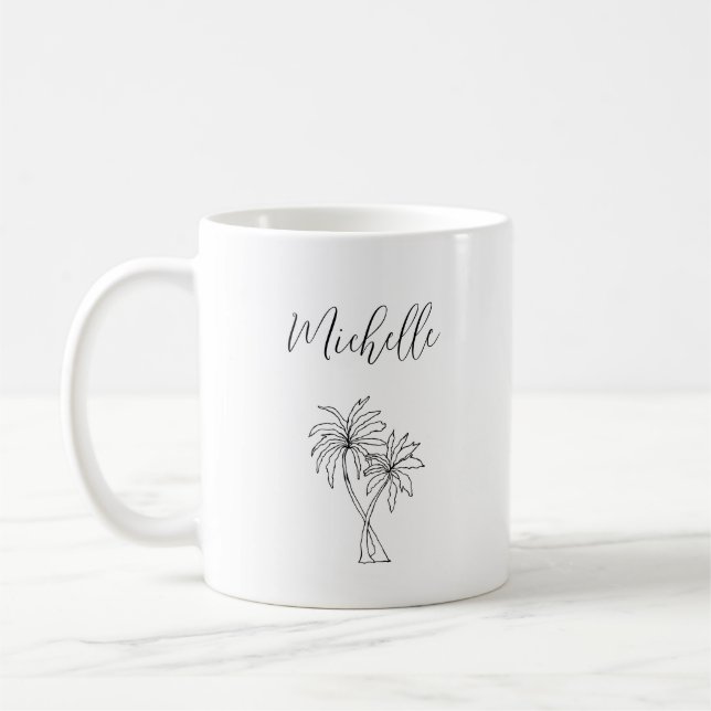 Tropical Palm Trees Foliage Botanical Personalized Coffee Mug (Left)