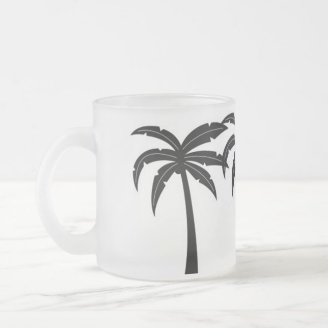 Tropical Palm Trees Frosted Glass Coffee Mug (Left)