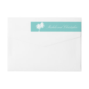 Tropical Palm Trees Green and Gray Wedding Wrap Around Label