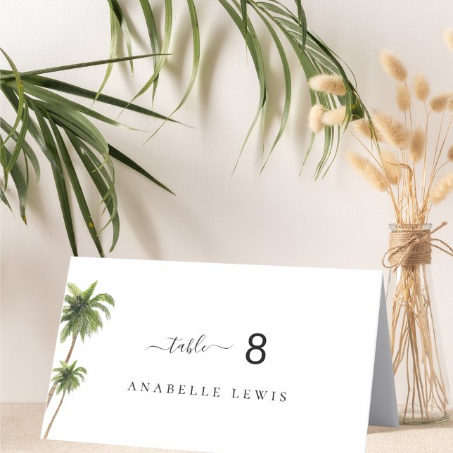Tropical Palm Trees Guest Name Wedding Place Card (Creator Uploaded)