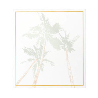 Tropical Palm Trees Hawaii Gold Border Notepad